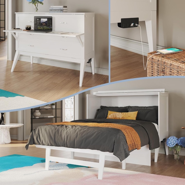 AFI Northampton full-size Murphy wall bed with a fold-down desk